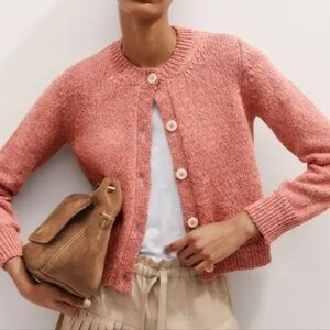 ME+EM Cotton Mouliné Bracelet Sleeve Cardigan Rose Pink